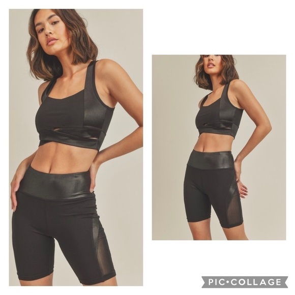 Two Piece Workout - Biker Shorts & Sports Bra Top - Picture 2 of 5